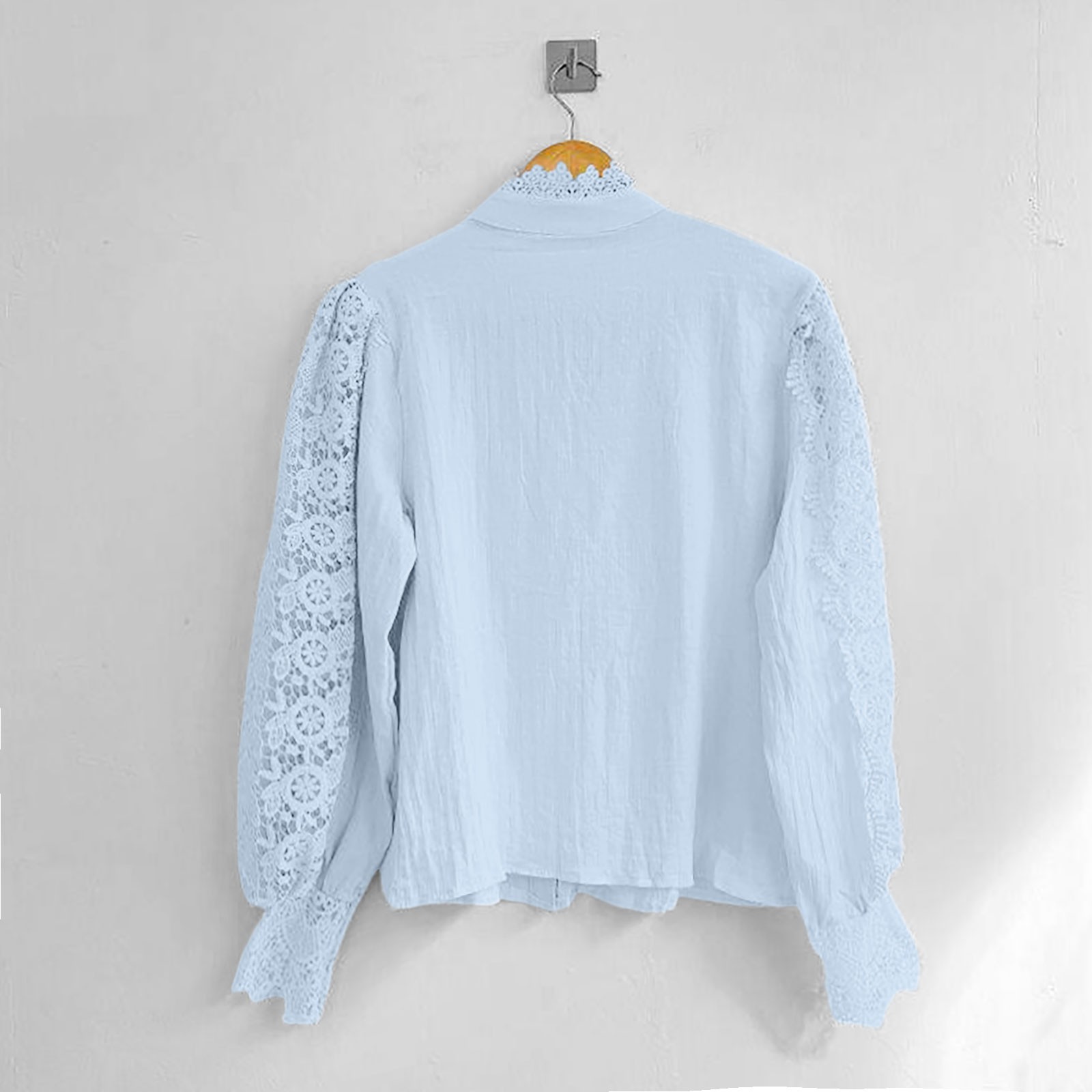thumbnail image 4 of Top holgado y elegante con botones y patchwork floral para mujer - Blusa transpirable de poliéster para primavera/verano/otoño, oficina/playa/citas, 4 of 8